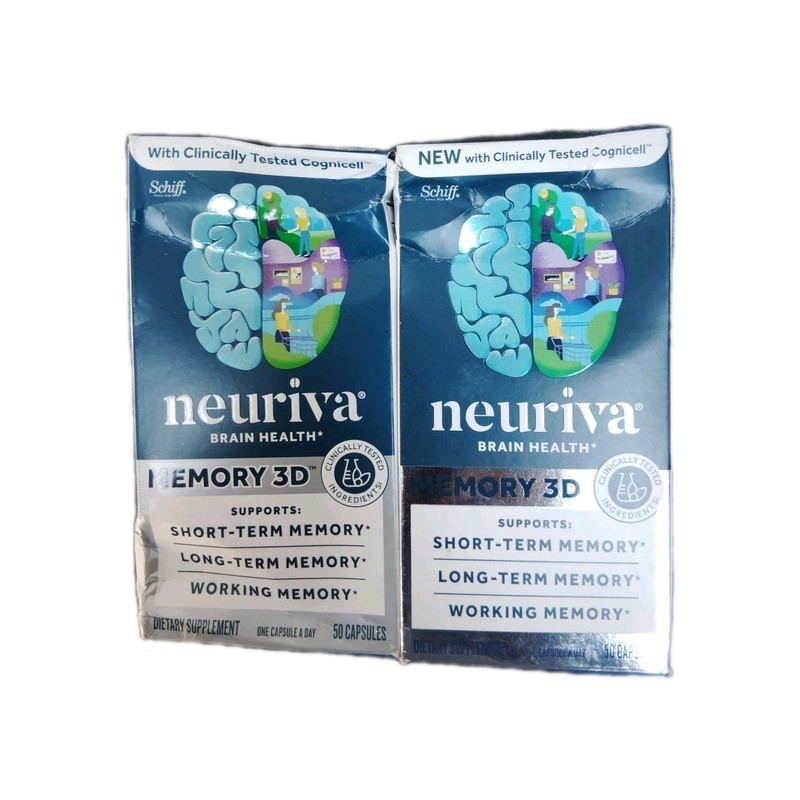 Neuriva Memory 3D Brain Health, 50 Caps Exp 5/2026+ Dented Box 2 Pack!