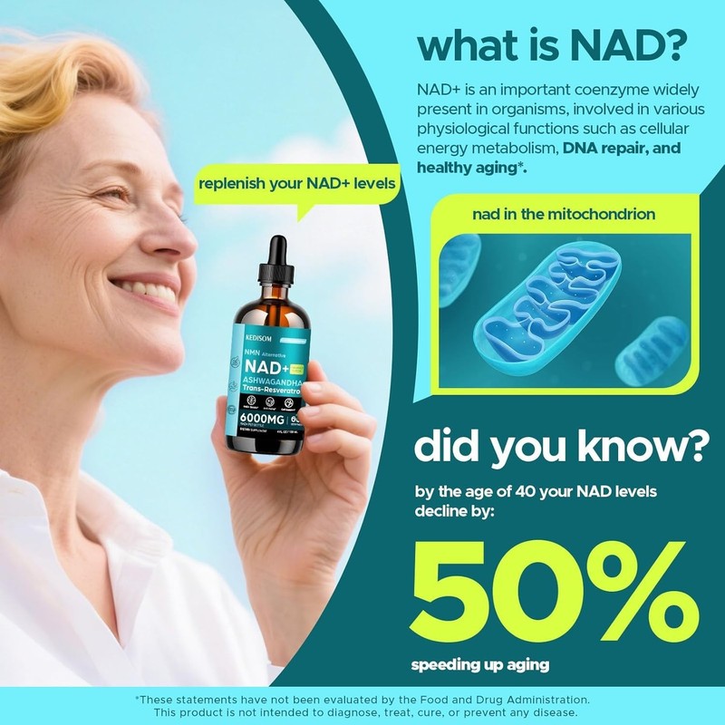 Liposomal NAD Supplement - Total 30000Mg NAD+ Blend Liquid Drops with Resveratro gallery